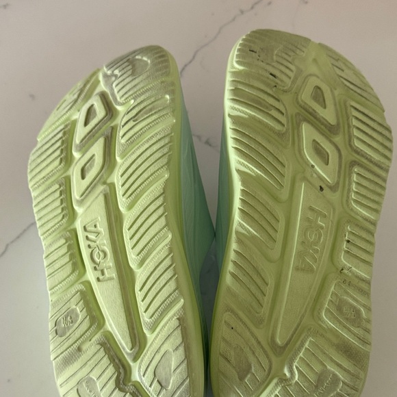 Hoka One One Light Aqua w/ Green Slide Sandals - Picture 9 of 9